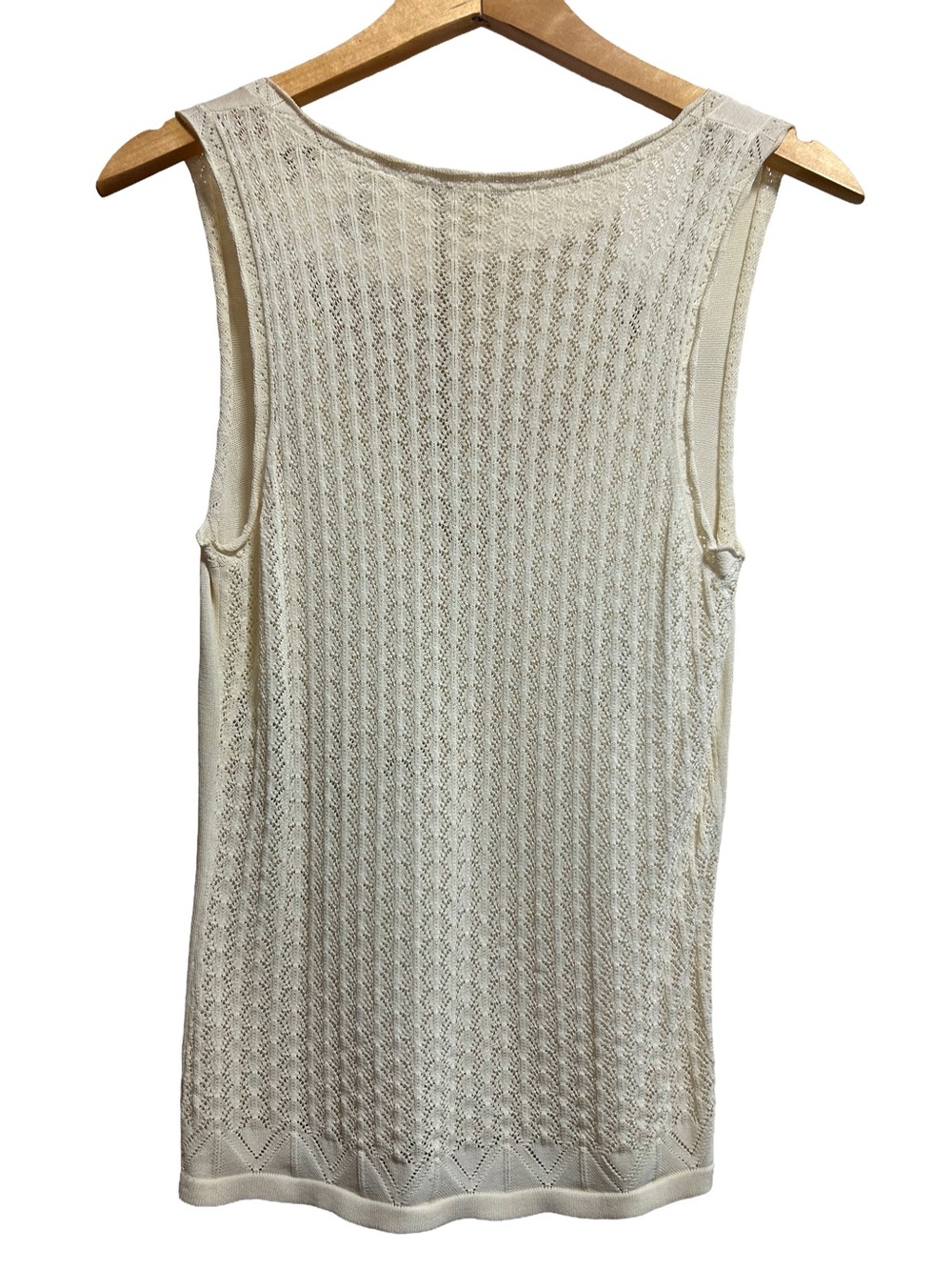 Vintage Votre Nom Dolce Vita Floral Applique Pointelle Knit Tank Top Cream S - Picture 4 of 5